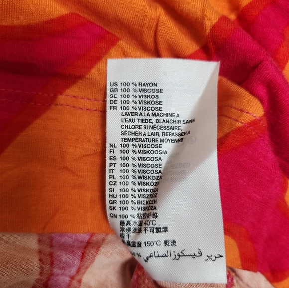 Marimekko for H&M Top Shirt Blouse Orange Dots Pink 100% Viscose Women's Size M - Picture 6 of 6